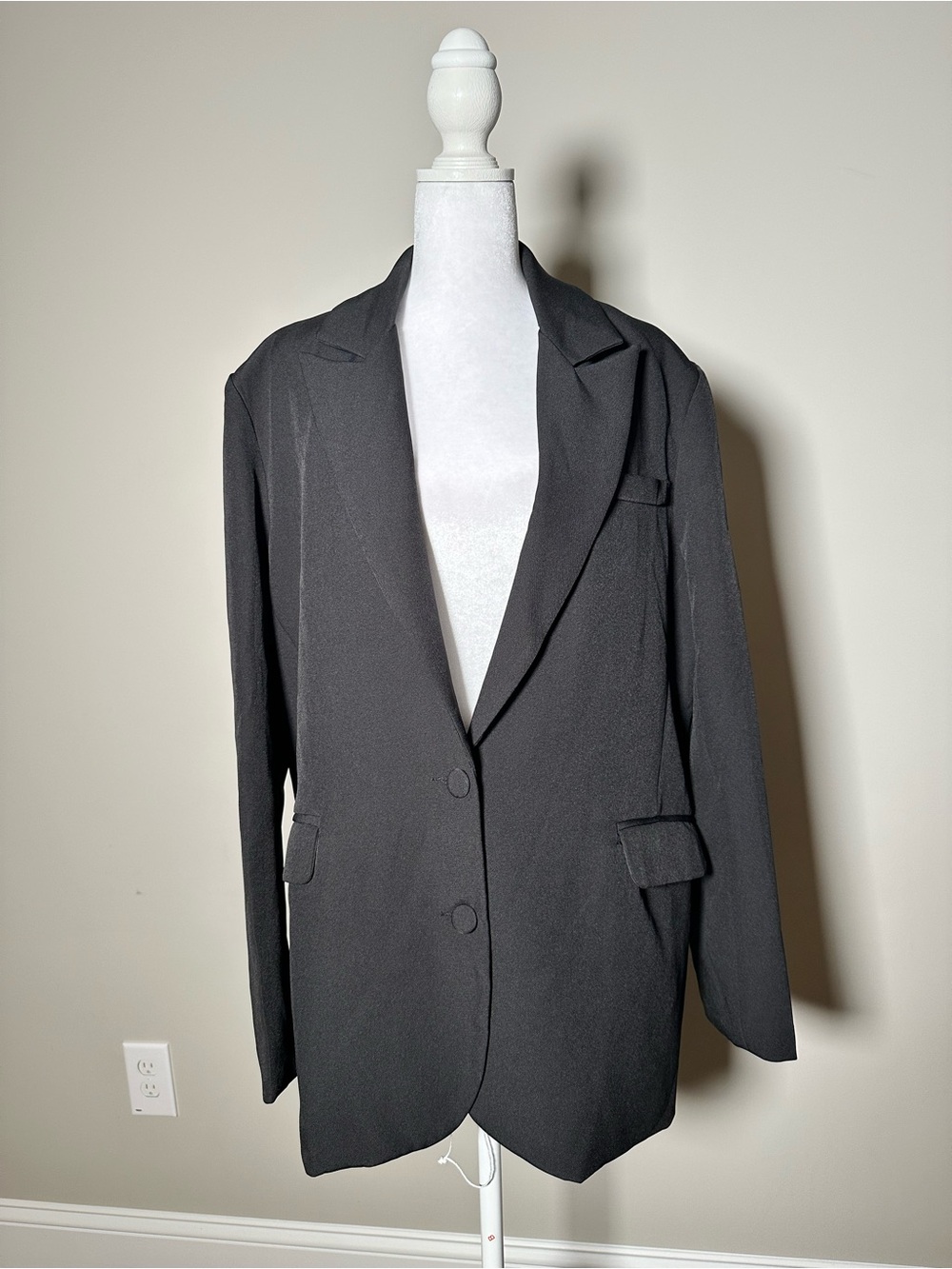 Nasty Gal Black Single-Breasted Oversized Blazer